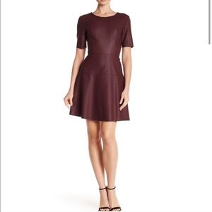 Tart Carla Faux Leather Dress Burgandy maroon